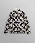 wax london men's Otto - Navy And Ecru Jigsaw Jacquard Overshirt