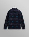 wax london men's Otto - Navy And Teal Blanket Quilted Overshirt