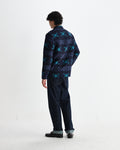 wax london men's Otto - Navy And Teal Blanket Quilted Overshirt