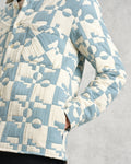 wax london men's Otto - Pale Blue And Ecru Jigsaw Jacquard Overshirt