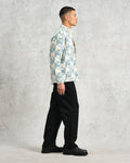 wax london men's Otto - Pale Blue And Ecru Jigsaw Jacquard Overshirt