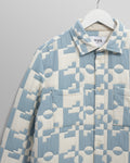 wax london men's Otto - Pale Blue And Ecru Jigsaw Jacquard Overshirt