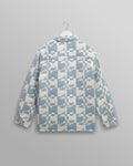 wax london men's Otto - Pale Blue And Ecru Jigsaw Jacquard Overshirt