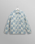 wax london men's Otto - Pale Blue And Ecru Jigsaw Jacquard Overshirt