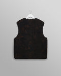 wax london men's Paragon - Black And Brown Reversible Paisley Borg Gilet