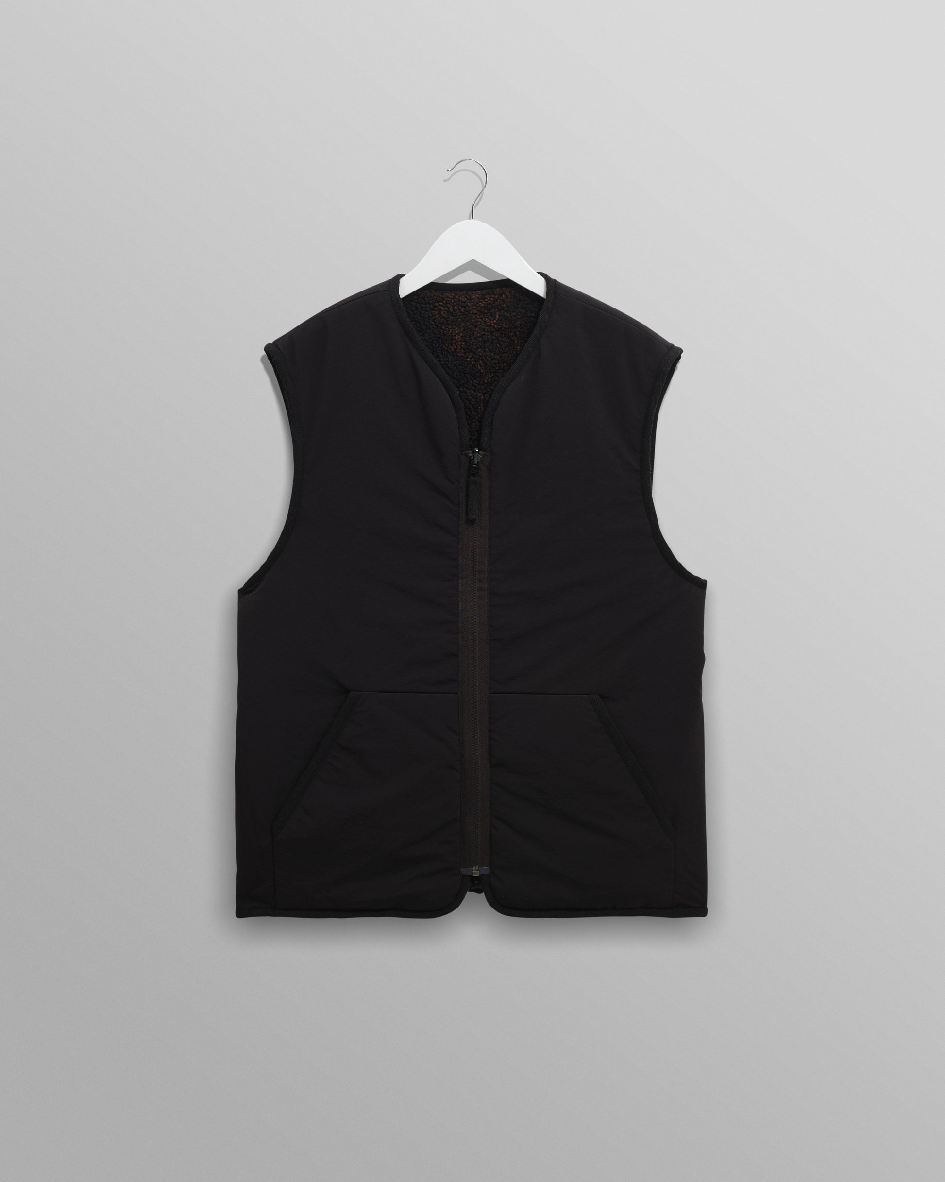 wax london men's Paragon - Black And Brown Reversible Paisley Borg Gilet