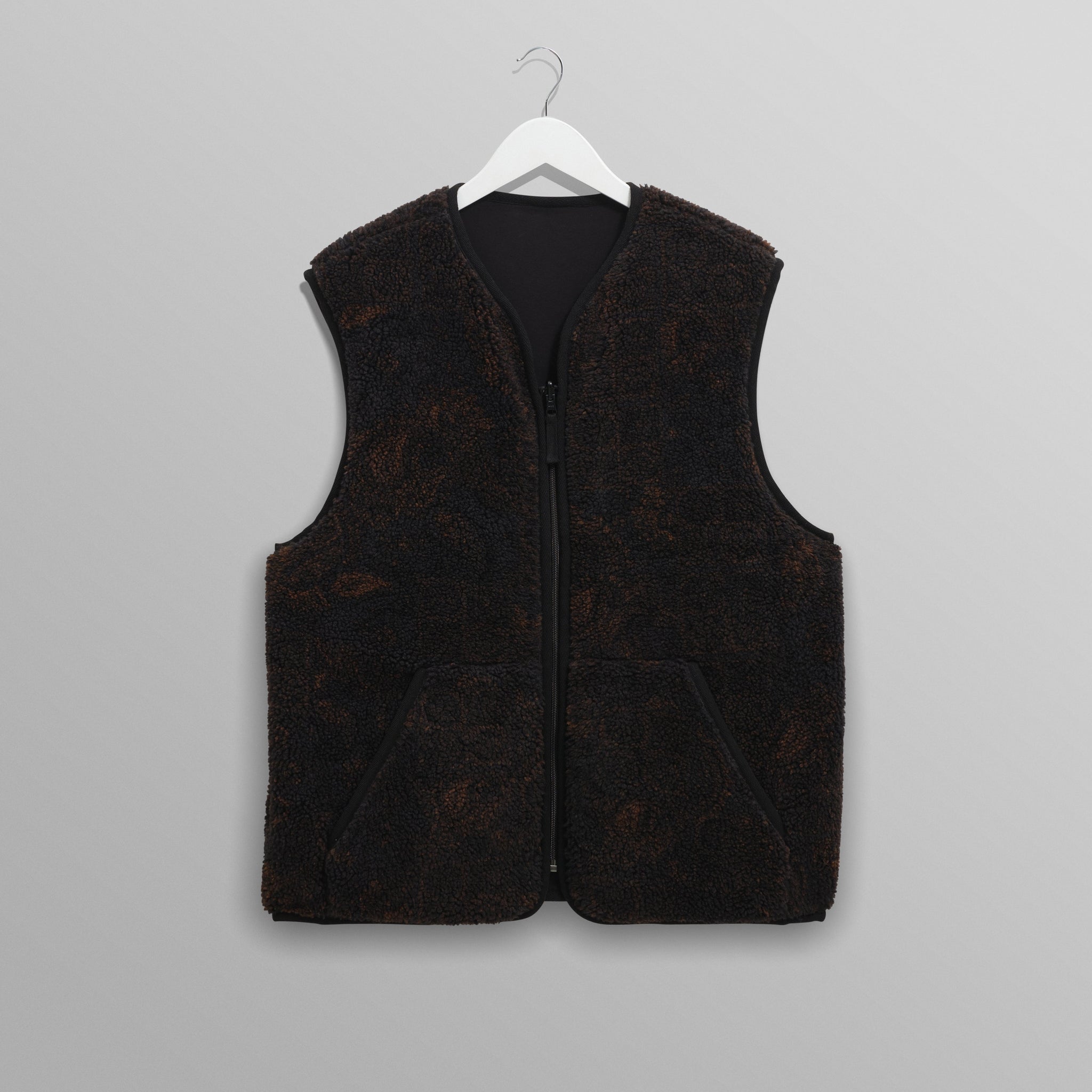 wax london men's Paragon - Black And Brown Reversible Paisley Borg Gilet