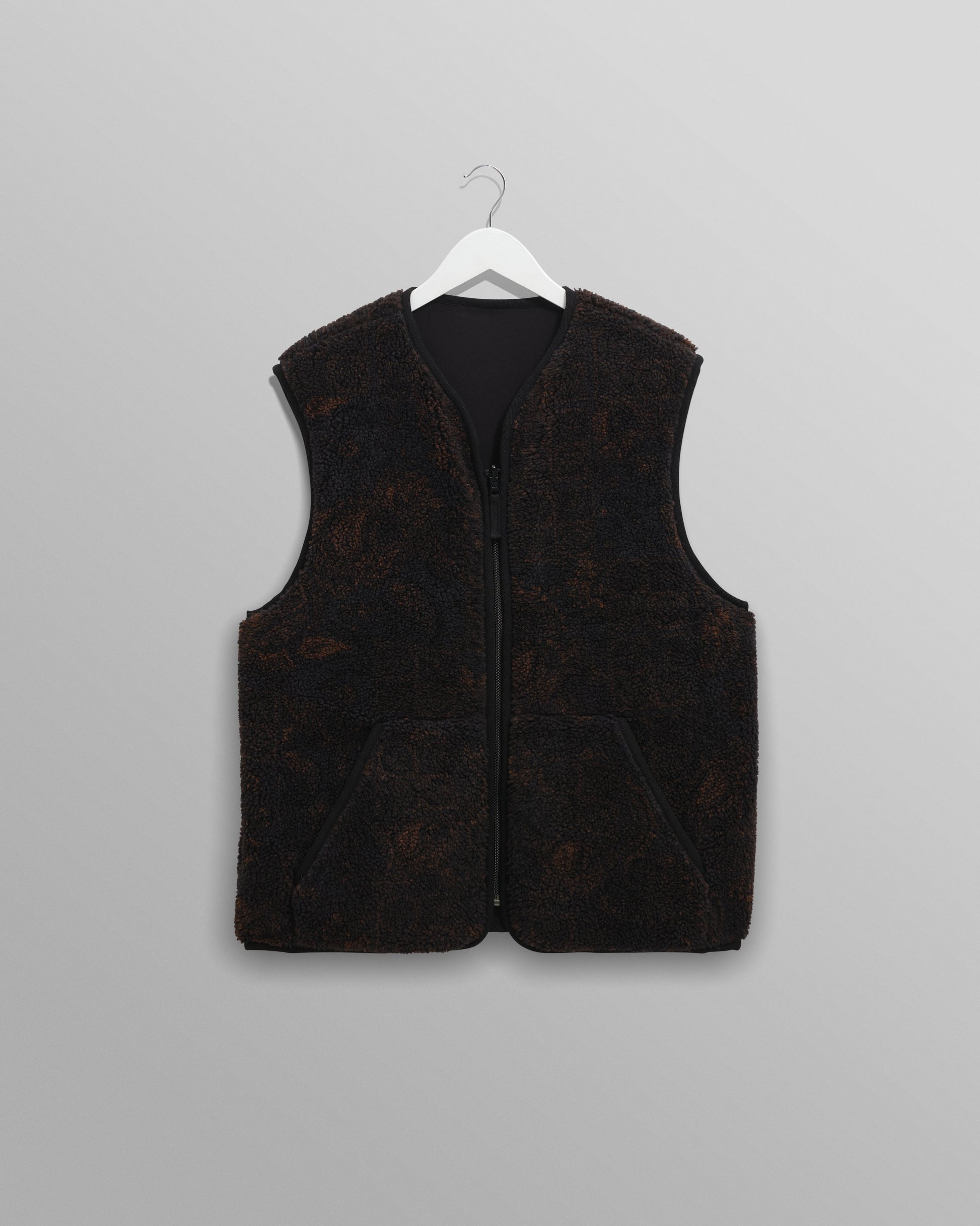 wax london men's Paragon - Black And Brown Reversible Paisley Borg Gilet