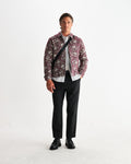 wax london men's Park - Burgundy And Ecru Floral Jacquard Jacket