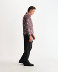 wax london men's Park - Burgundy And Ecru Floral Jacquard Jacket