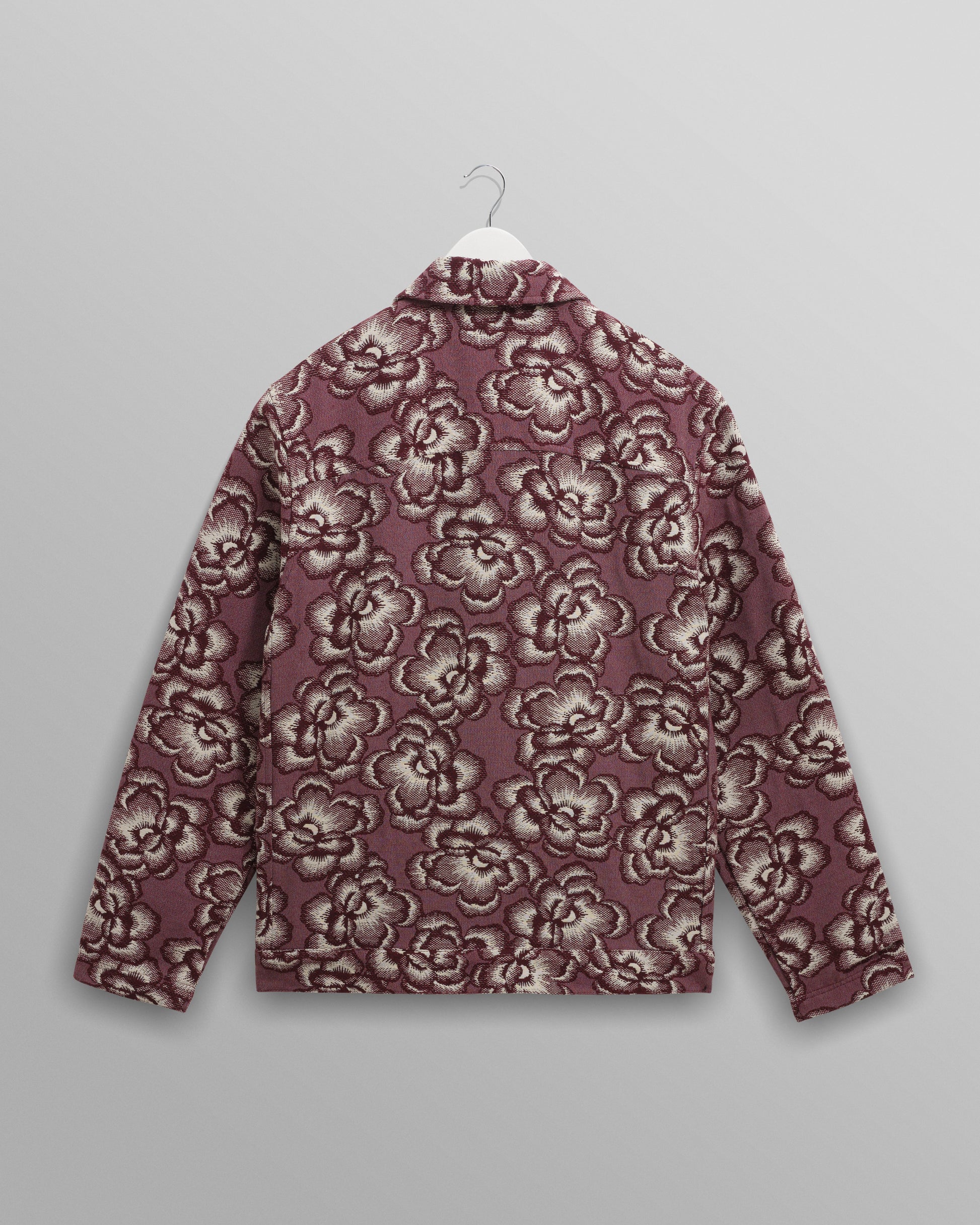 wax london men's Park - Burgundy And Ecru Floral Jacquard Jacket