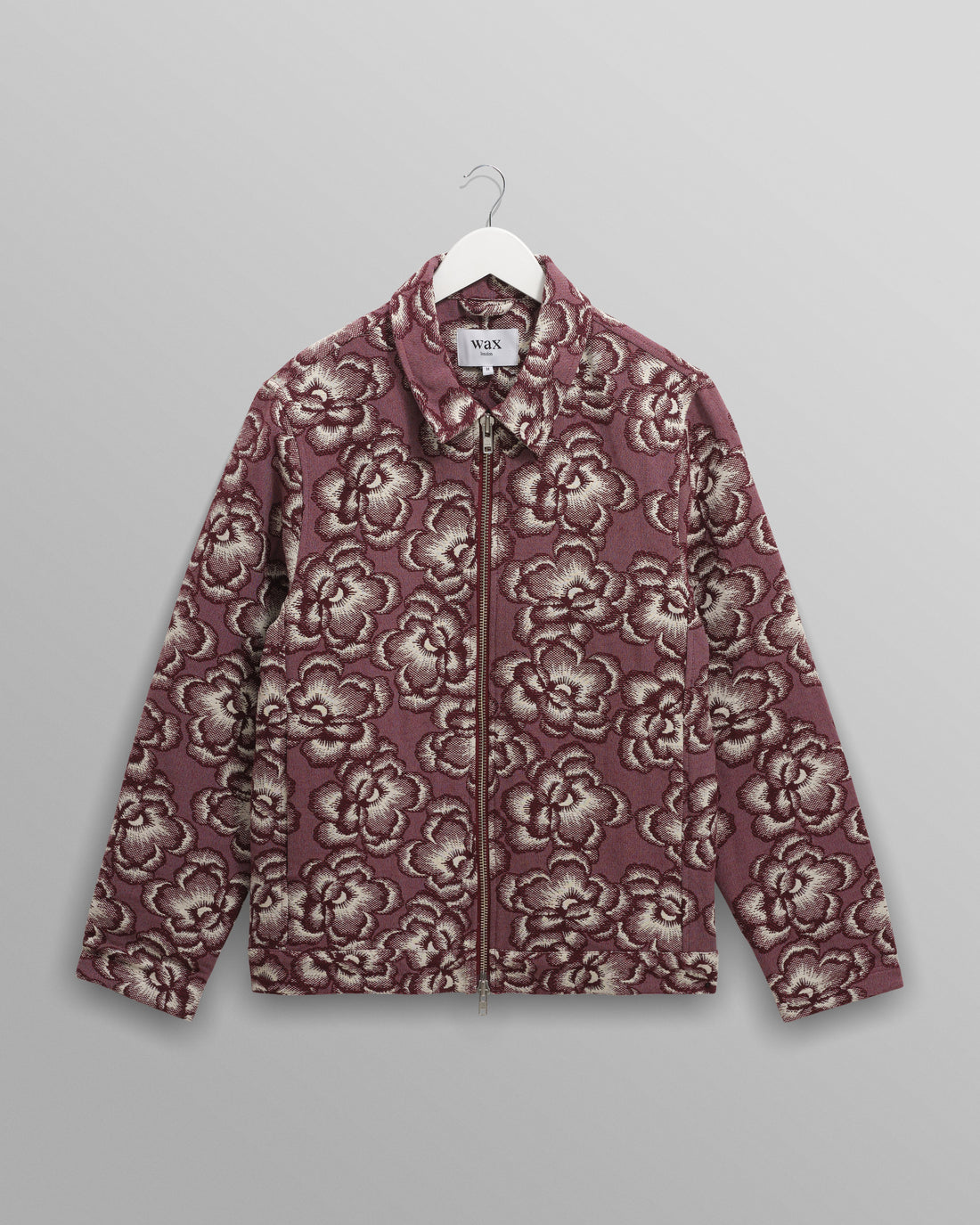 wax london men's Park - Burgundy And Ecru Floral Jacquard Jacket