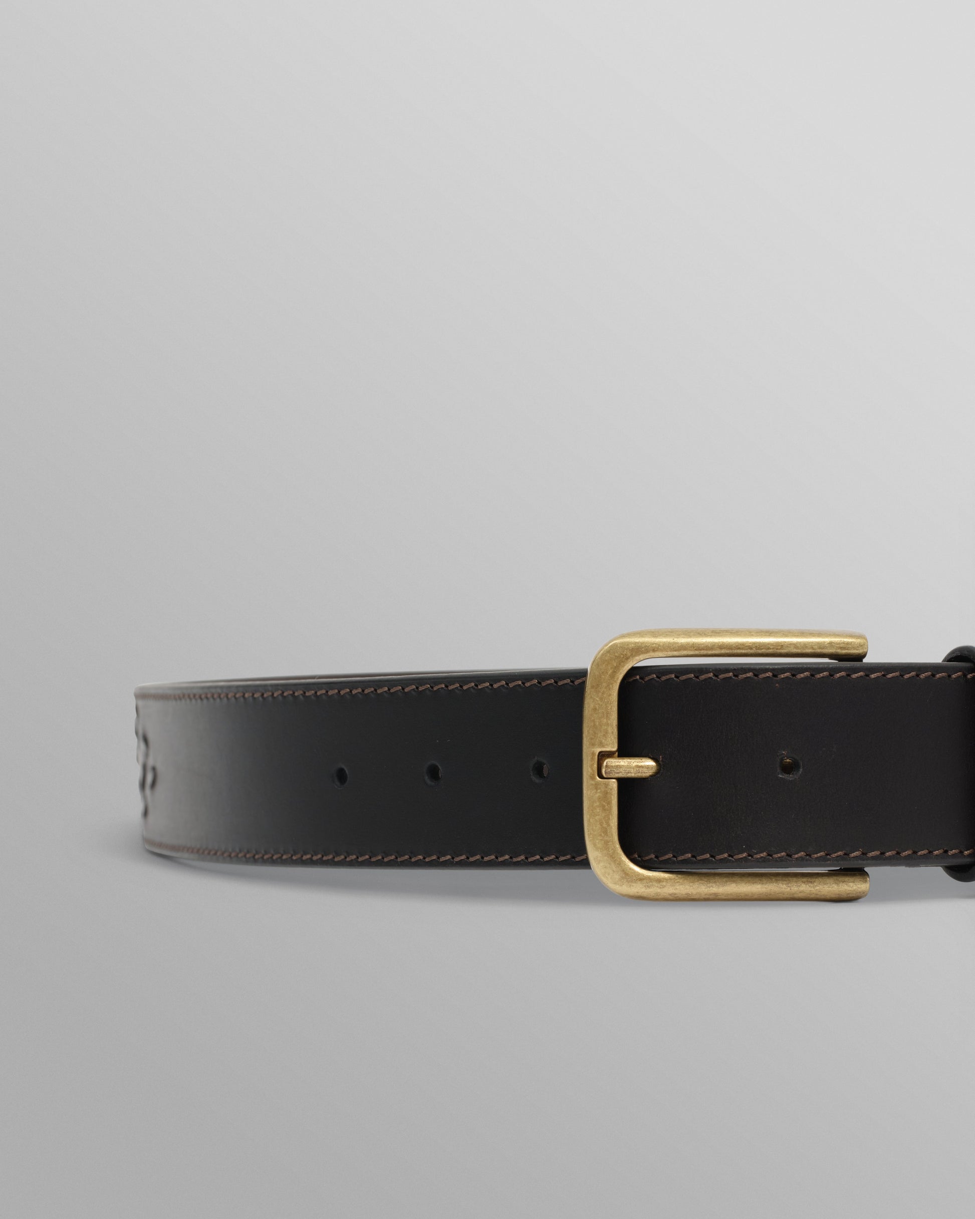 wax london men's Paton - Brown Embroidered Leather Belt