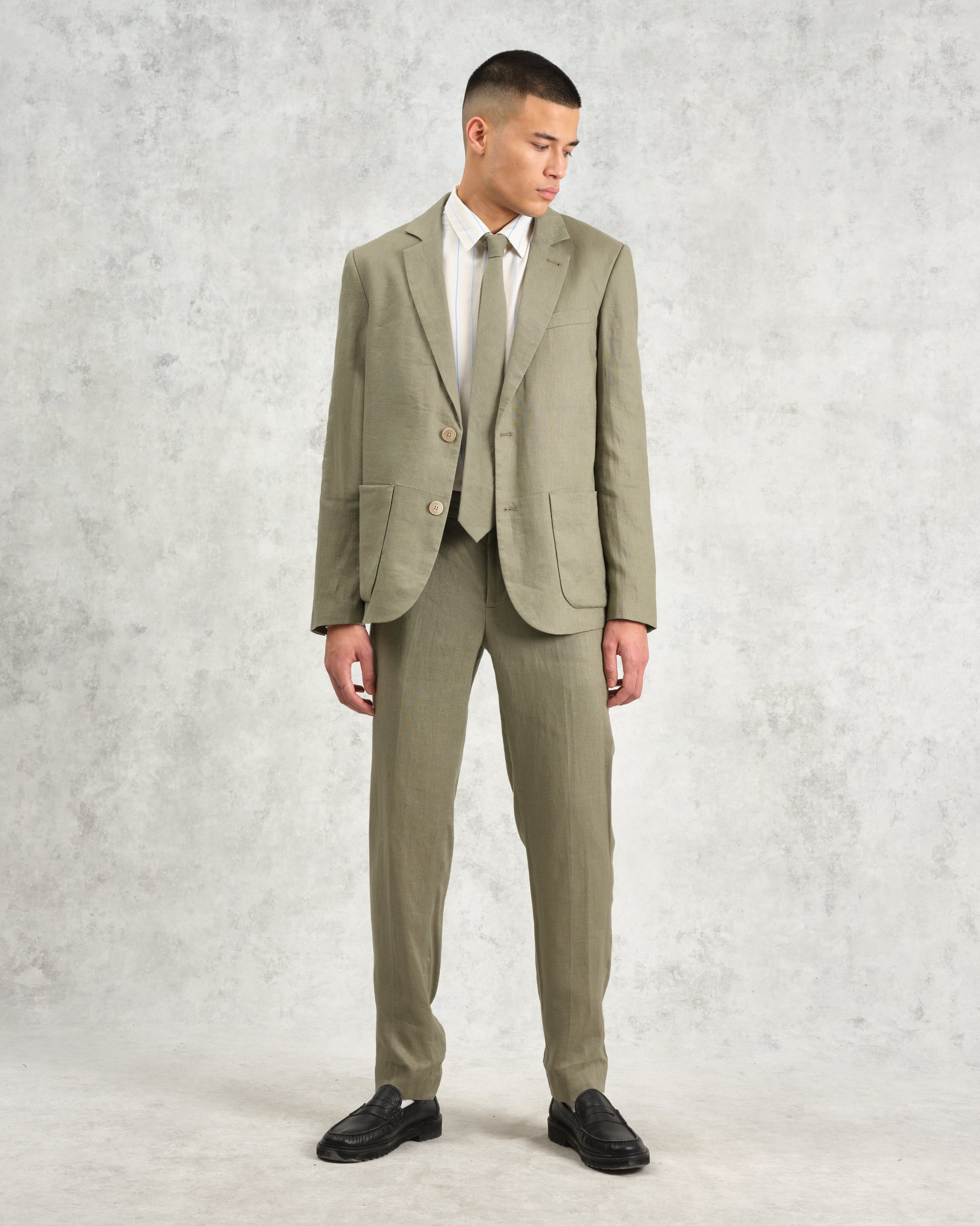 wax london men's Pavillion - Khaki Linen Tie