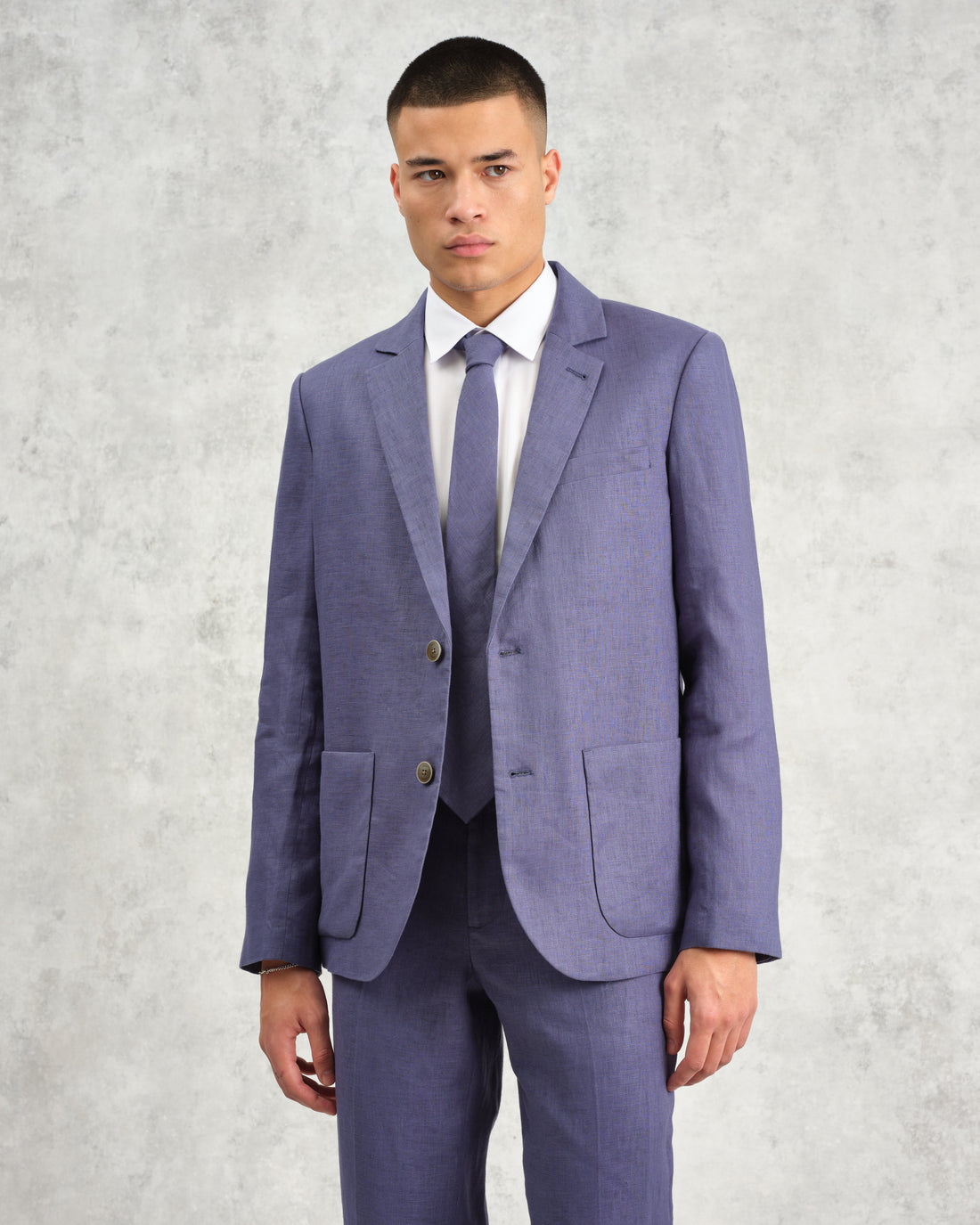 wax london men's Pavillion - Mid-Blue Linen Tie