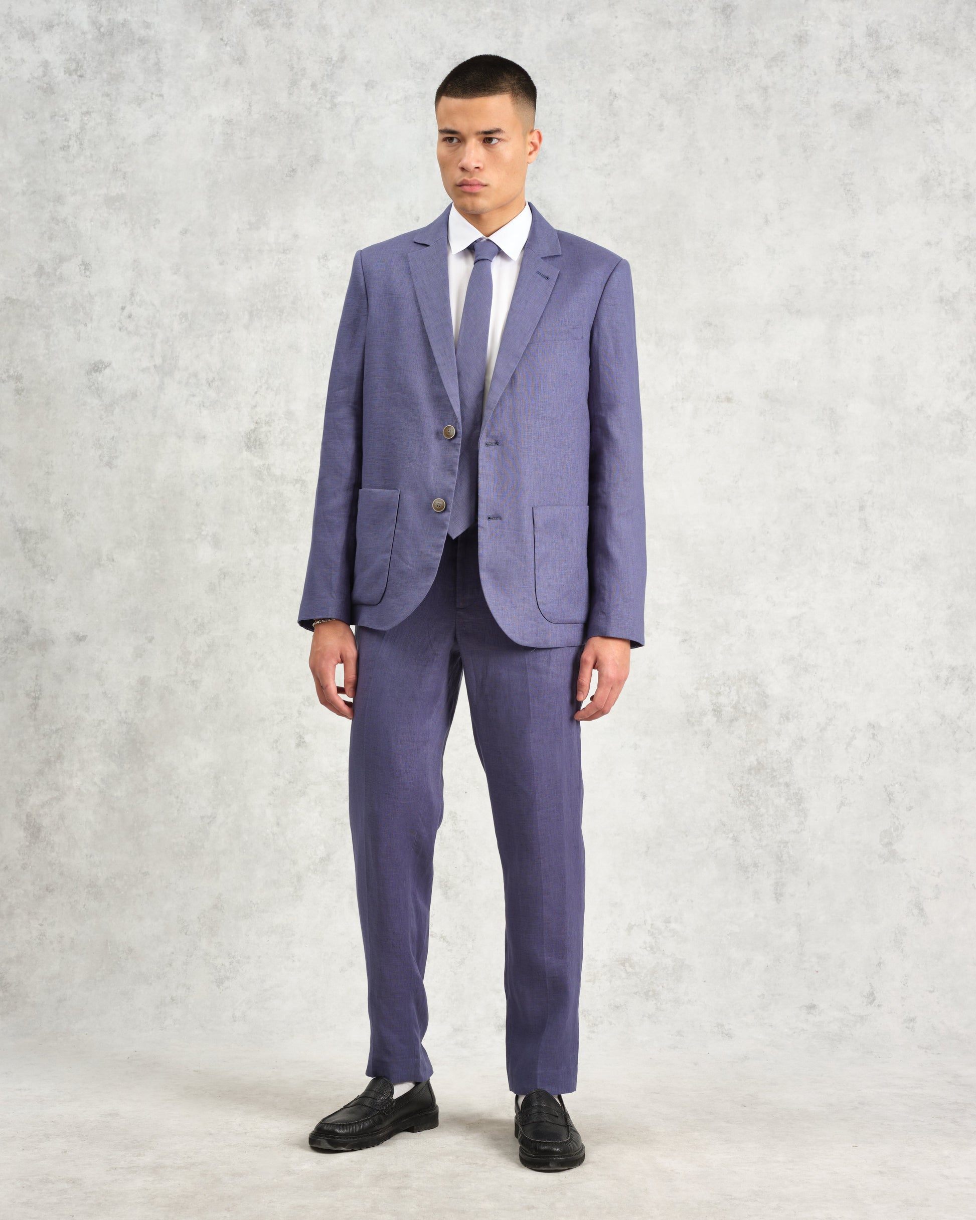 wax london men's Pavillion - Mid-Blue Linen Tie
