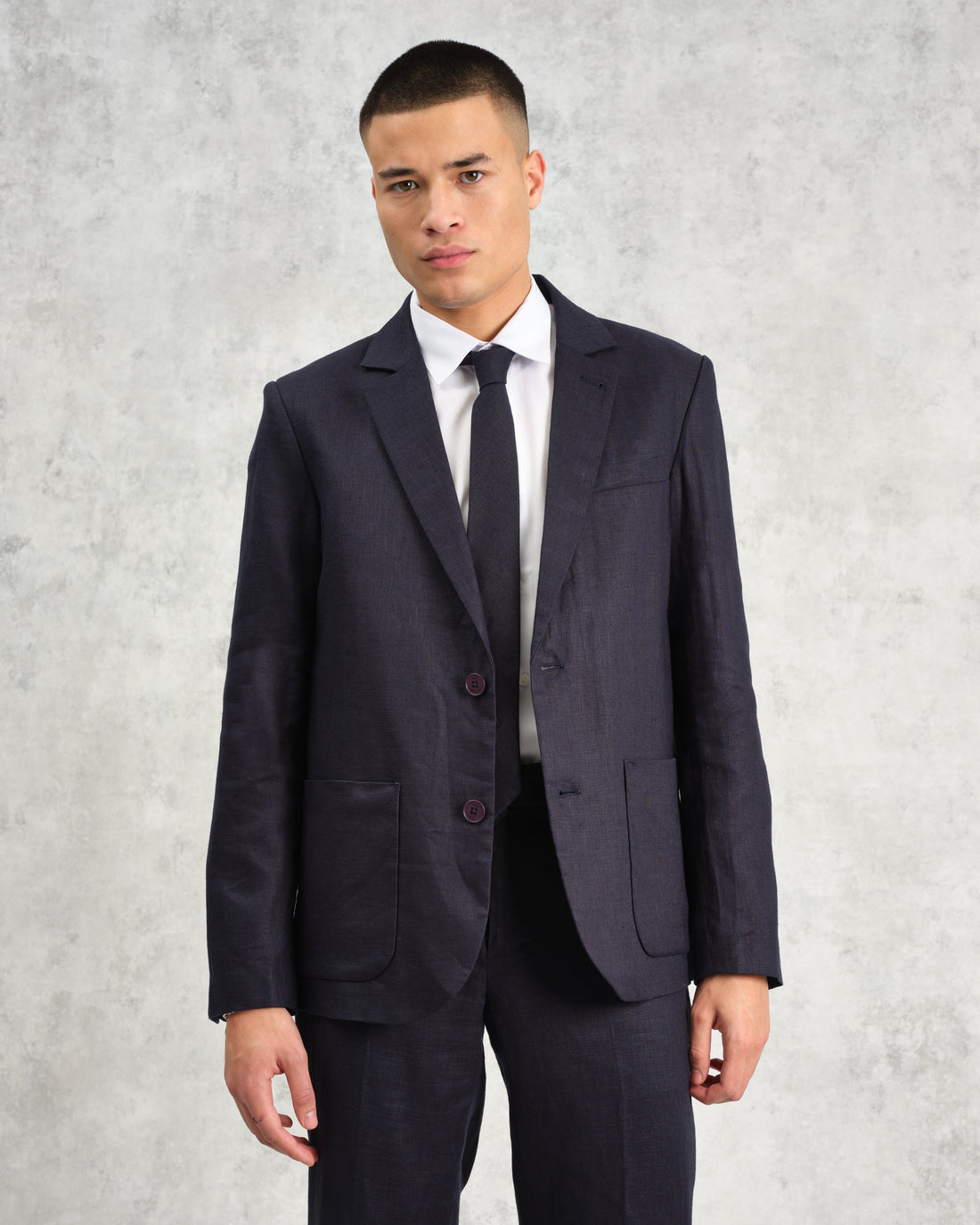 wax london men's Pavillion - Midnight Navy Linen Tie