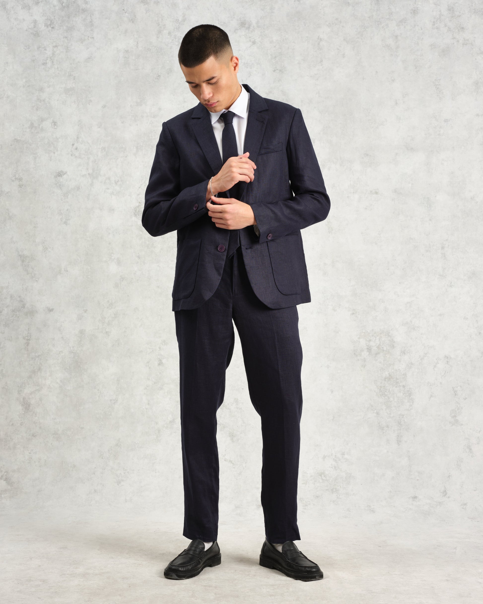 wax london men's Pavillion - Midnight Navy Linen Tie