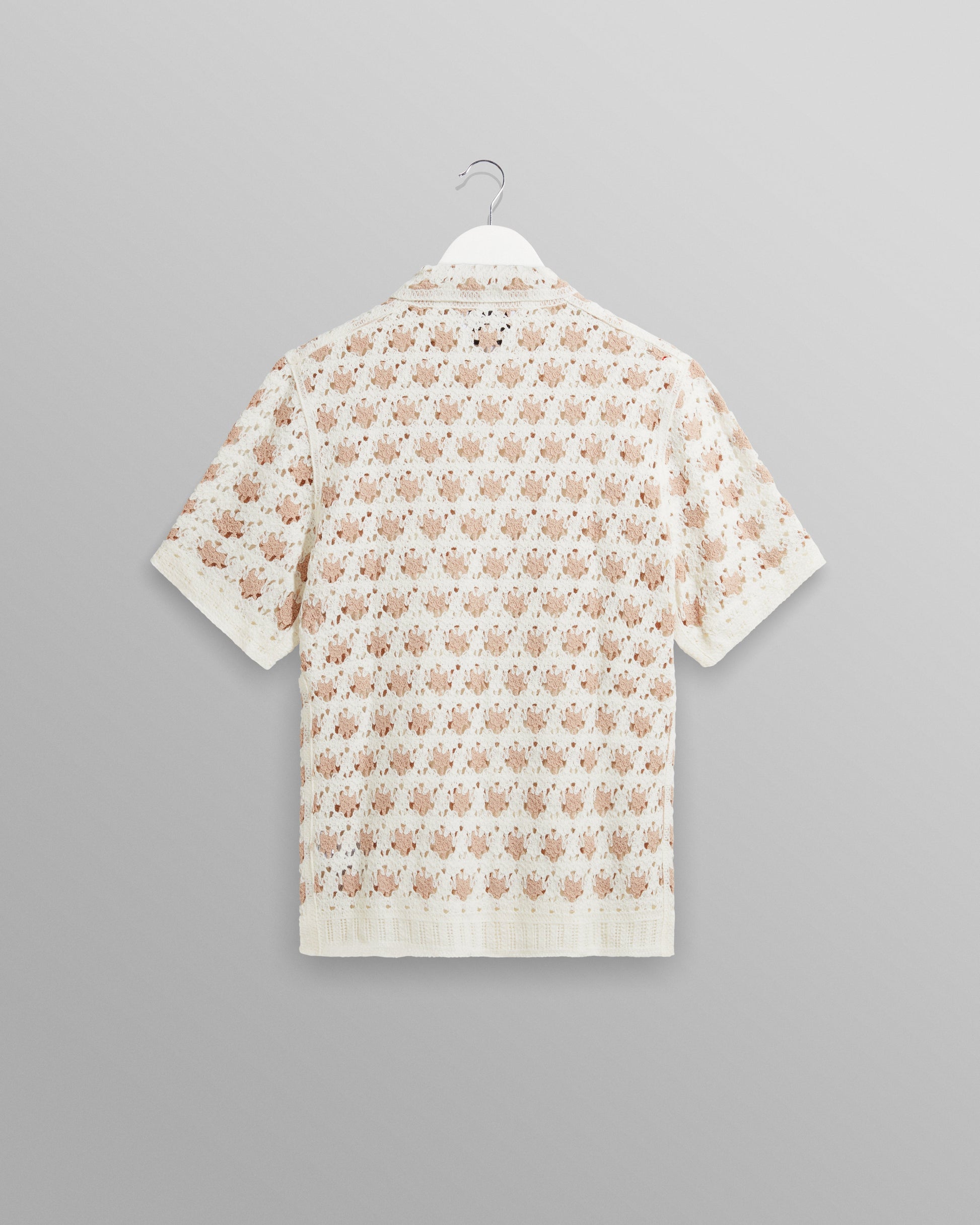 wax london men's Porto - Ecru Splash Crochet Shirt