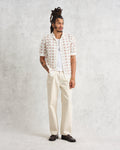 wax london men's Porto - Ecru Splash Crochet Shirt