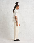 wax london men's Porto - Ecru Splash Crochet Shirt