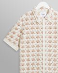 wax london men's Porto - Ecru Splash Crochet Shirt