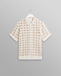 wax london men's Porto - Ecru Splash Crochet Shirt