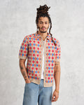 wax london men's Porto - Multicolour Splash Crochet Shirt
