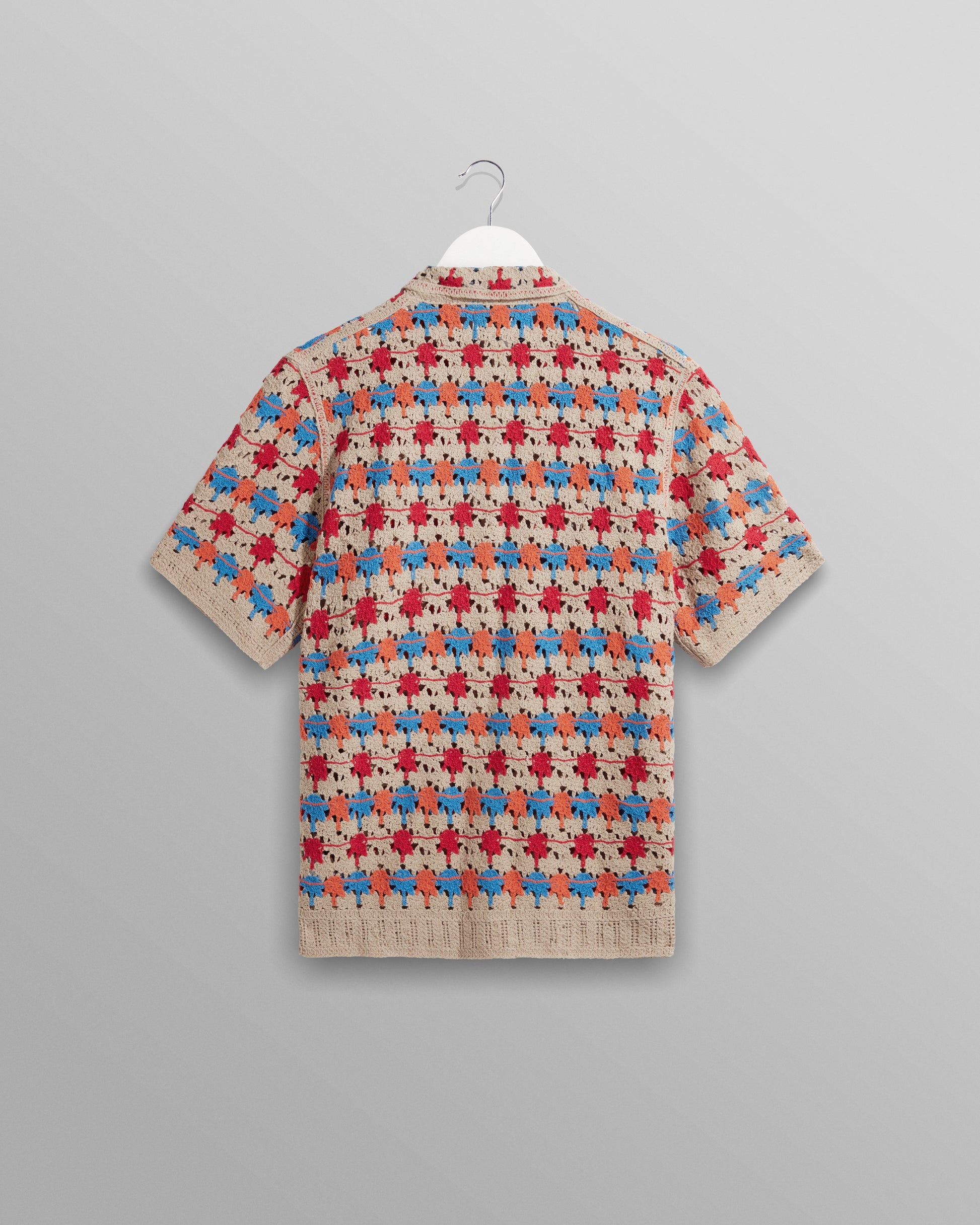 wax london men's Porto - Multicolour Splash Crochet Shirt