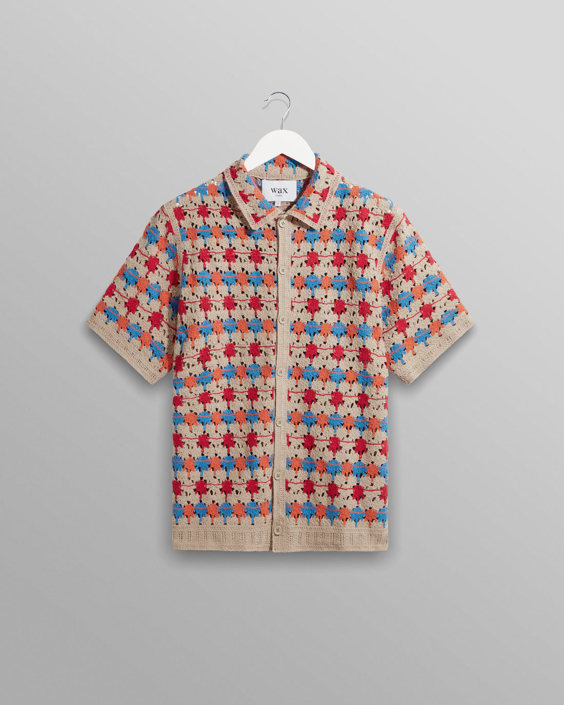wax london men's Porto - Multicolour Splash Crochet Shirt