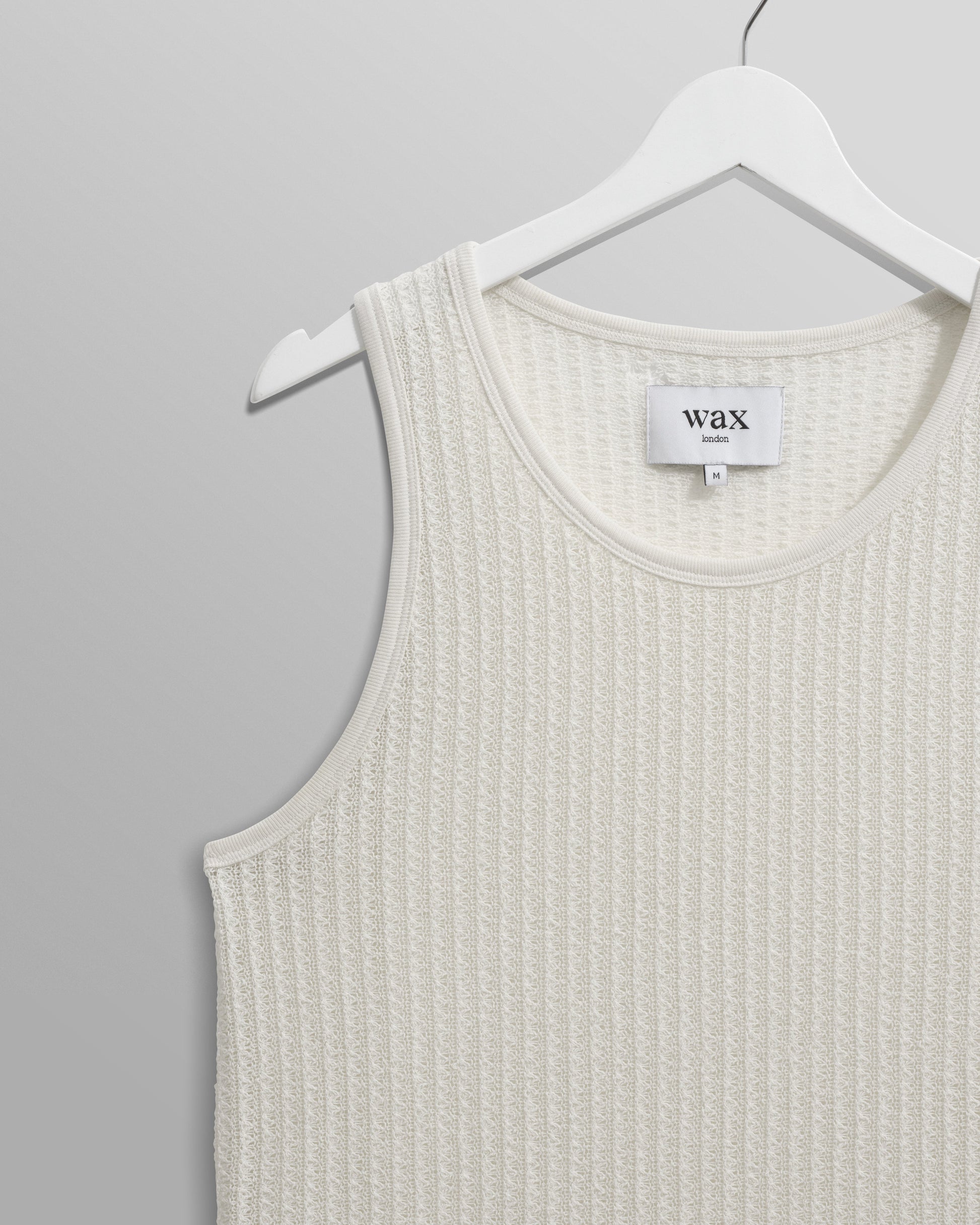 wax london men's Prim - Ecru Open Knit Vest