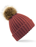 Beechfield Faux Fur Pop Pom Chunky Beanie | Unisex | Removable Pom-Pom | 9 Colours | One Size - Hat - Logo Free Clothing