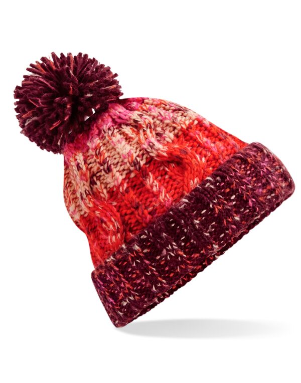 Beechfield Corkscrew Pom Pom Beanie | Unisex | Heavyweight Cable Knit | 15 Colours | One Size - Hat - Logo Free Clothing