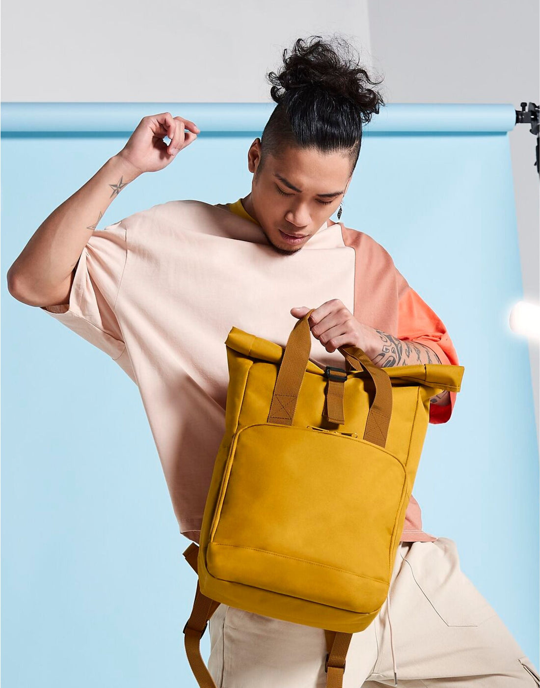 BagBase | Twin Handle Roll Top Backpack | Logo Free Clothing
