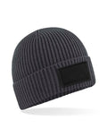 Beechfield Fashion Patch Beanie | Unisex | Ribbed | Cuffed | 7 Colours | One Size - Hat - Logo Free Clothing