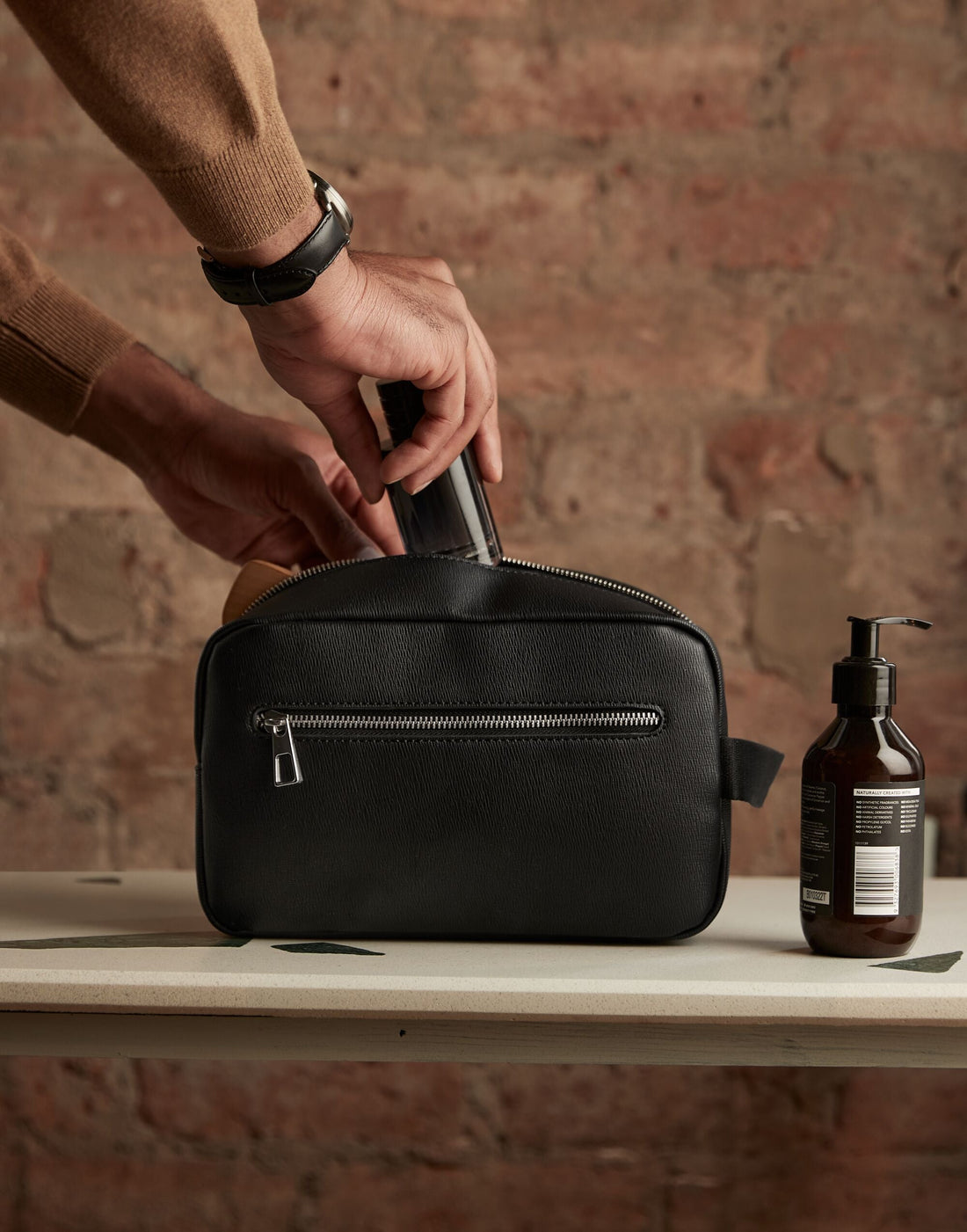 Quadra | Tailored Luxe PU Wash Bag | Logo Free Clothing
