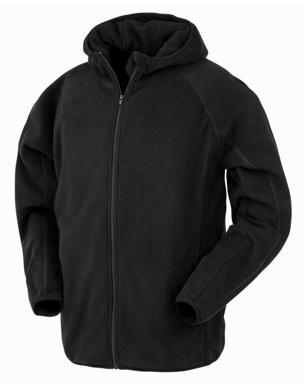 Result Recycled Unisex Microfleece Jacket | Lightweight Hooded Zip-Up Fleece | Black | XS-3XL - Fleece - Logo Free Clothing