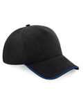 Beechfield Authentic 5 Panel Piped Peak Cap | Unisex | Cotton | 11 Colours | One Size - Hat - Logo Free Clothing