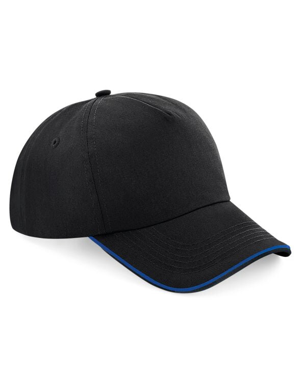 Beechfield Authentic 5 Panel Piped Peak Cap | Unisex | Cotton | 11 Colours | One Size - Hat - Logo Free Clothing