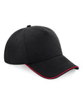 Beechfield Authentic 5 Panel Piped Peak Cap | Unisex | Cotton | 11 Colours | One Size - Hat - Logo Free Clothing