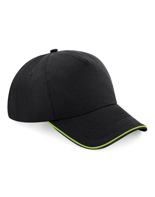 Beechfield Authentic 5 Panel Piped Peak Cap | Unisex | Cotton | 11 Colours | One Size - Hat - Logo Free Clothing
