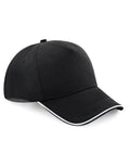 Beechfield Authentic 5 Panel Piped Peak Cap | Unisex | Cotton | 11 Colours | One Size - Hat - Logo Free Clothing