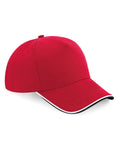Beechfield Authentic 5 Panel Piped Peak Cap | Unisex | Cotton | 11 Colours | One Size - Hat - Logo Free Clothing