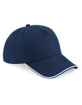 Beechfield Authentic 5 Panel Piped Peak Cap | Unisex | Cotton | 11 Colours | One Size - Hat - Logo Free Clothing