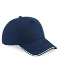 Beechfield Authentic 5 Panel Piped Peak Cap | Unisex | Cotton | 11 Colours | One Size - Hat - Logo Free Clothing