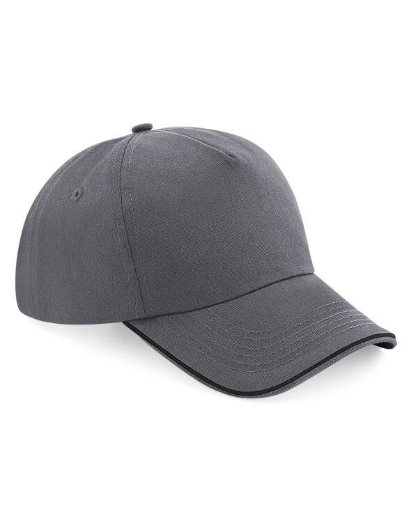 Beechfield Authentic 5 Panel Piped Peak Cap | Unisex | Cotton | 11 Colours | One Size - Hat - Logo Free Clothing
