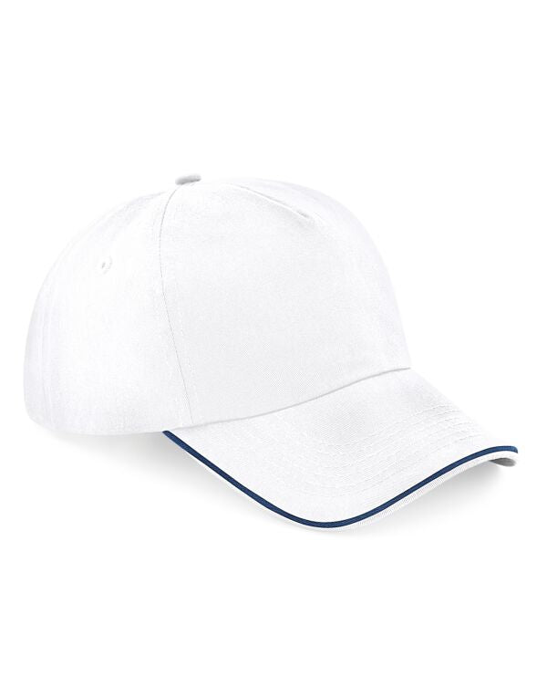 Beechfield Authentic 5 Panel Piped Peak Cap | Unisex | Cotton | 11 Colours | One Size - Hat - Logo Free Clothing