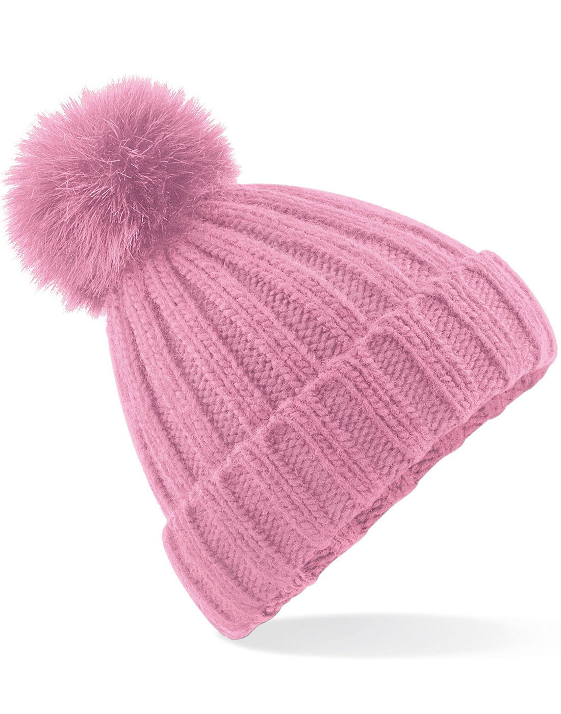 Beechfield Verbier Faux Fur Pop Pom Beanie | Unisex | Removable Pom-Pom | 4 Colours | One Size - Hat - Logo Free Clothing