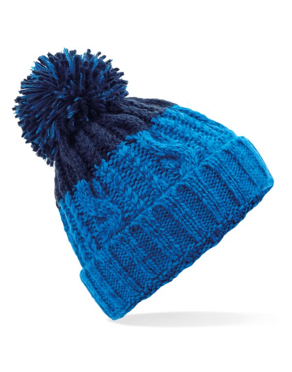Beechfield Apres Beanie | Unisex | Heavyweight Cable Knit | Pom-Pom | 6 Colours | One Size - Hat - Logo Free Clothing