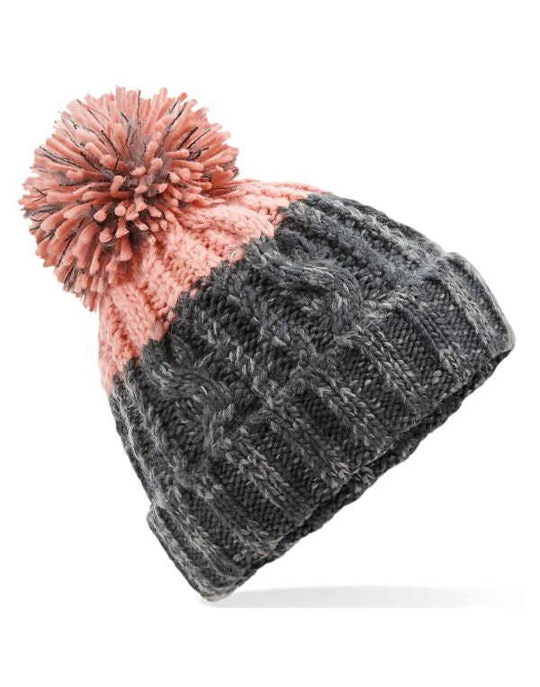 Beechfield Apres Beanie | Unisex | Heavyweight Cable Knit | Pom-Pom | 6 Colours | One Size - Hat - Logo Free Clothing